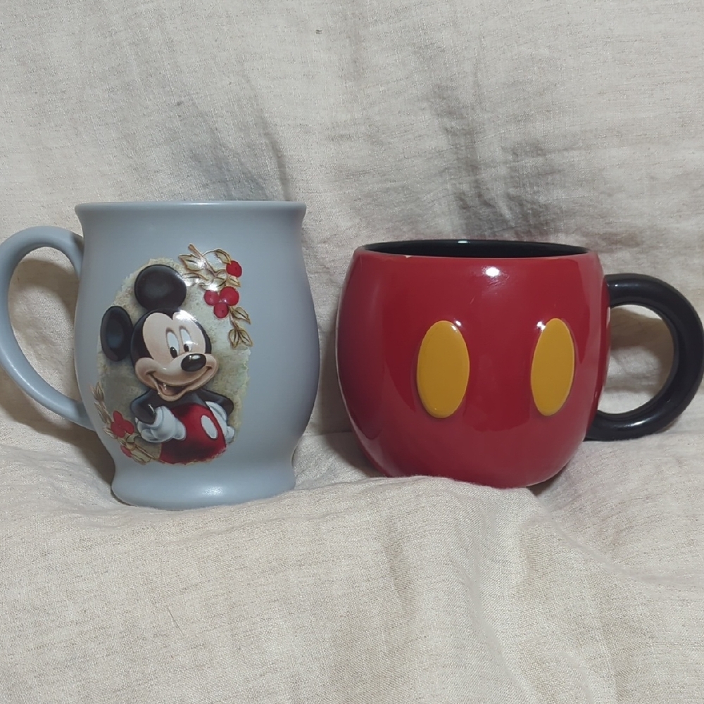 Disney Mickey Mouse Mug Duo - Red, Gray, and Yellow